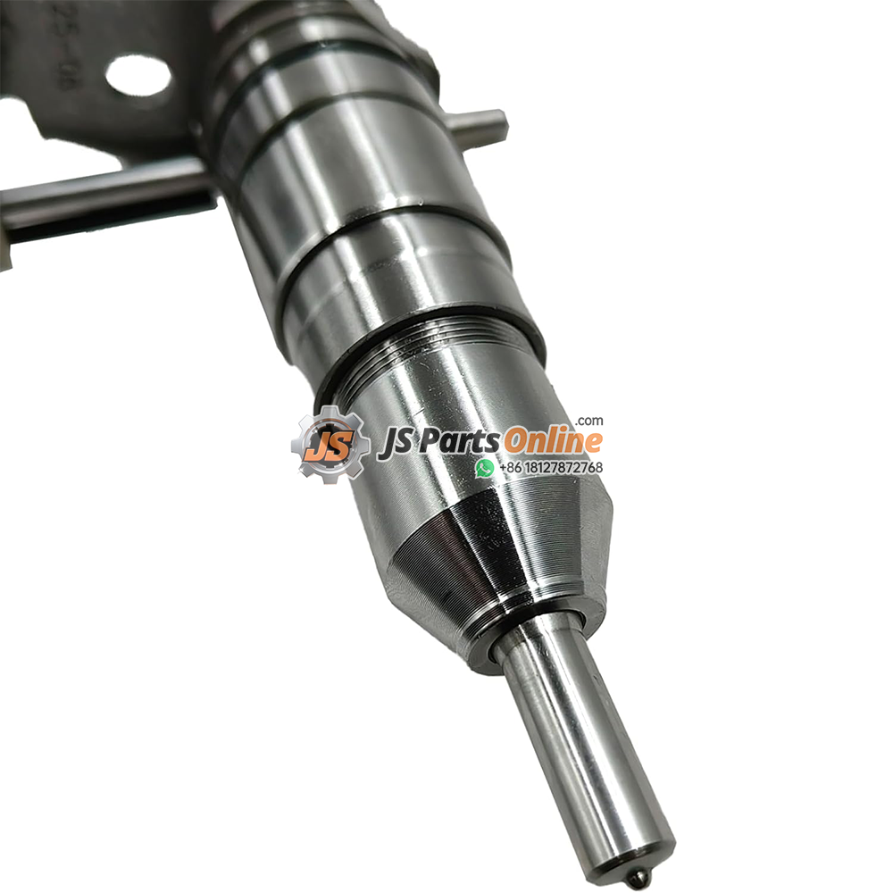 127-8213 0R-8473 Fuel Injector for Caterpillar CAT 3116 320B 4 - JSpartsonline Close-up of a cylindrical industrial spindle/tool holder in polished steel, with a protruding shaft and JS Parts Online watermark.