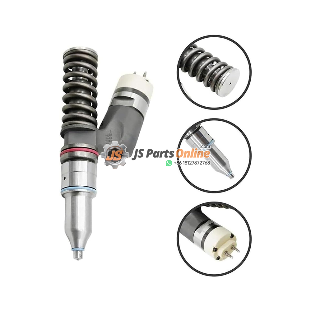 235-1401 Diesel Fuel Injector for Caterpillar CAT C15 2 - JSpartsonline Diesel fuel injector with surrounding components including springs, nozzle tip, and connector, shown with JS Parts Online watermark.